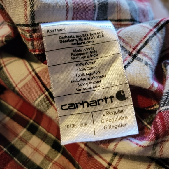 Carhartt Shirt Plaid Short Sleeves, L - Picture 8 of 10